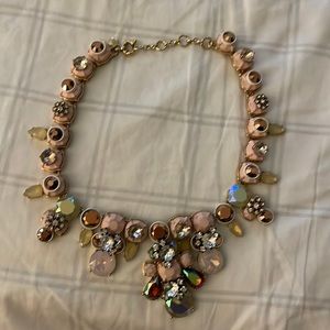 J.Crew pink stone and clear gems statement necklace